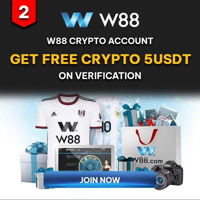 w88 cryptocurrency account claim 5 USDT free on register