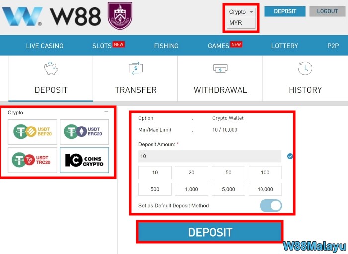 w88 deposit cara deposit di w88 via crypto currency